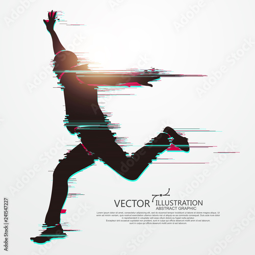 Running Man,flawed digital image,vector illustration.