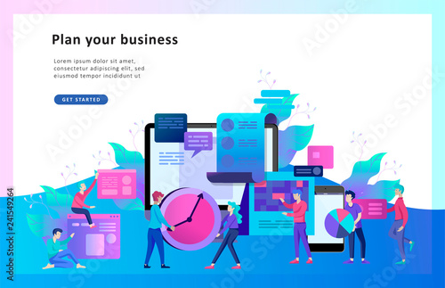 Tableau sur toile Landing page template of planning timework management people