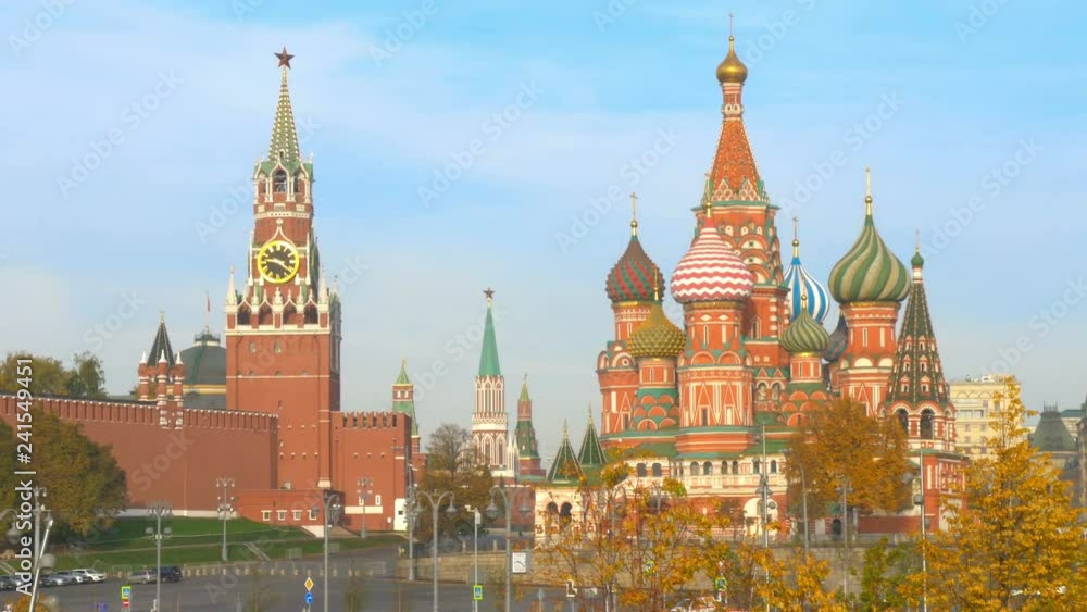 Panorama of the Red Square, Saint Basil's Church in the Red Square at dawn, the main tourist attractions of Russia, the UNESCO object. Panorama of the Red Square, Saint Basil's Church in the Red Square at dawn, the main tourist attractions of Russia, the UNESCO object.