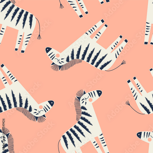 zebra seamless pattern on orange background, summer kids and nursery fabric textile print