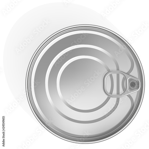 Tin can with a ring. Realistic look. Place for labels and stickers.