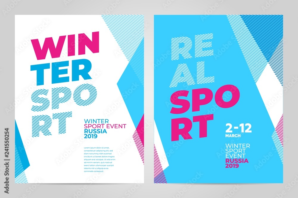 Fotografie Layout poster template design for winter sport event, tournament or championship