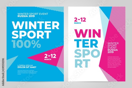 Layout poster template design for winter sport event, tournament or championship. 2019 trend.