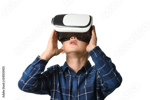 Cute boy with virtual reali...