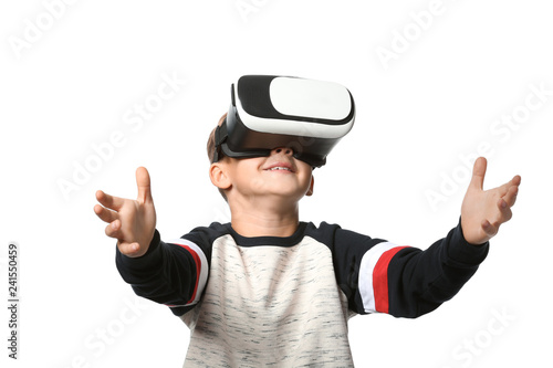 Cute boy with virtual reali...