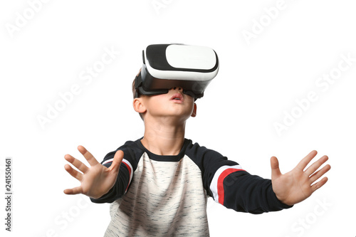 Cute boy with virtual reali...