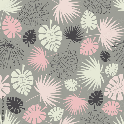 palm leaves tropical seamless background  leafy summer kids and nursery fabric textile print