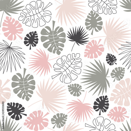 palm leaves tropical seamless background  leafy summer kids and nursery fabric textile print