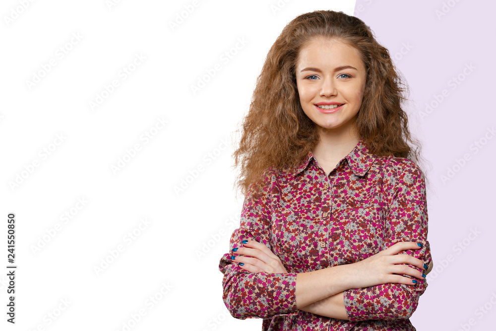 Happy attractive girl standing Happy attractive girl standing