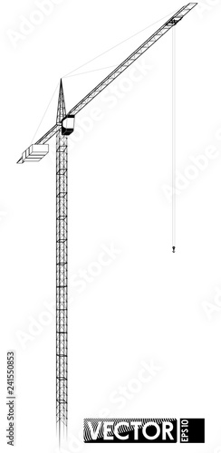 Black outline of a high tower crane. For an article about building or selling a home.