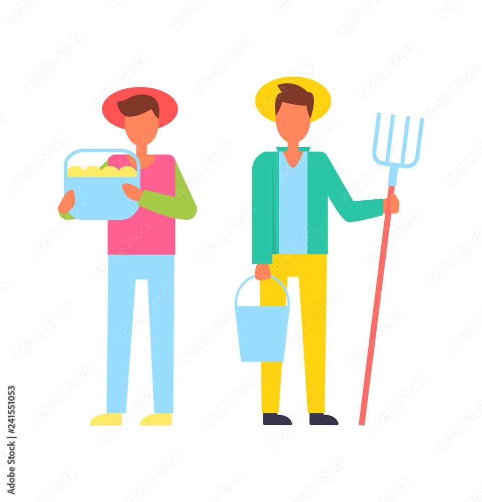 Farmers People with Tools Vector Illustration Farmers People with Tools Vector Illustration