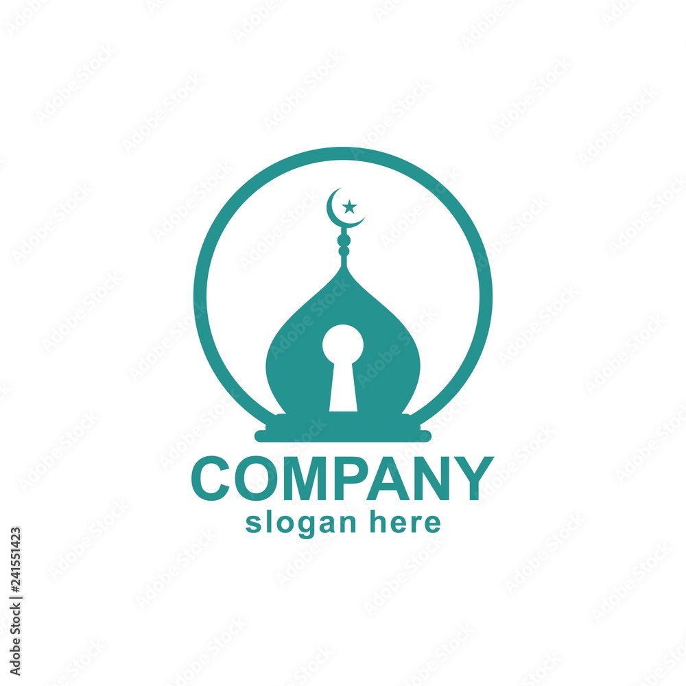 mosque and key logo template