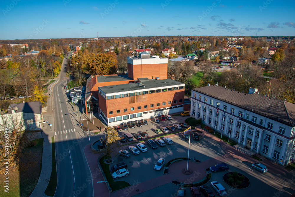Obraz premium City of Valmiera in Latvia from above