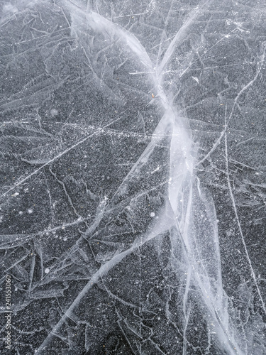 Ice texture, winter snow icy background, frozen river