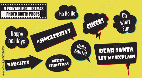 Set of photo booth props vector illustration. Christmas party collection