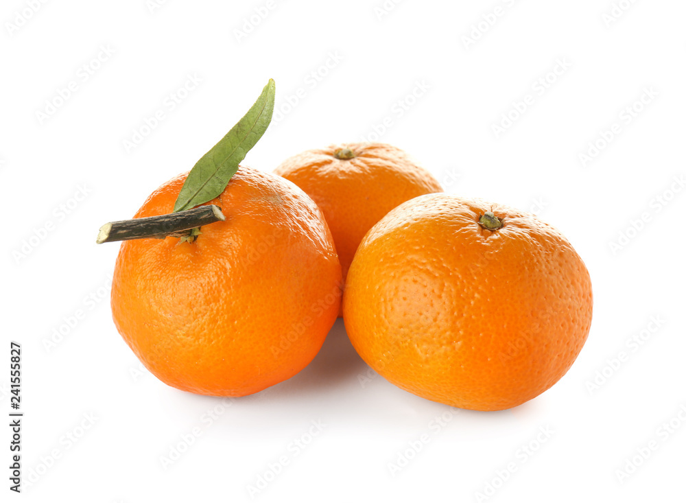 Tasty juicy tangerines on white background Tasty juicy tangerines on white background
