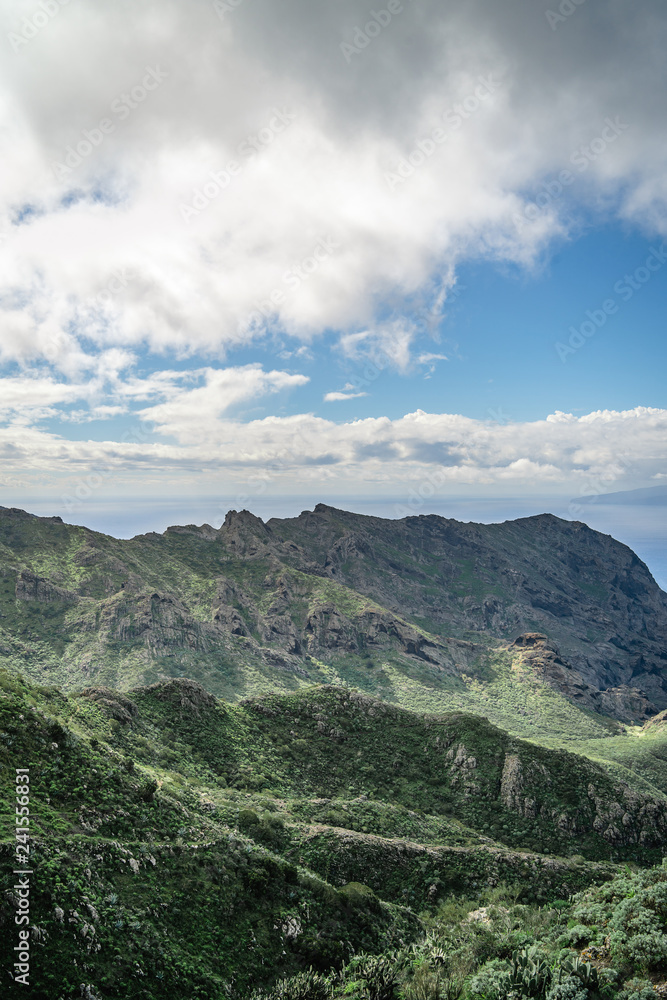Landscape of mountains and clouds on tenerife island, canyon Masca.