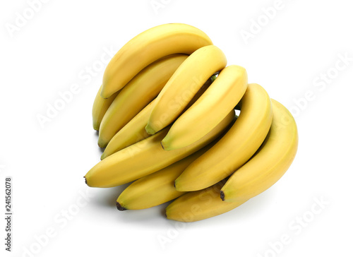 Bunch of ripe bananas on white background