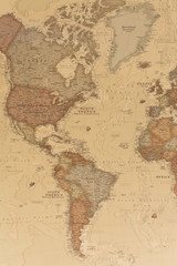 Ancient geographic map the Americas with names of the countries