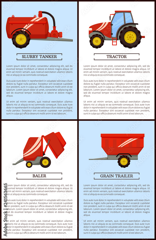 Obraz premium Agriculture Machinery Tractor, Grain Trailer Baler