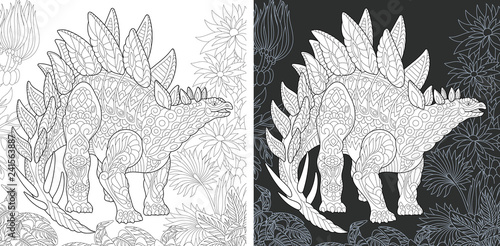 Coloring pages with Stegosaurus dinosaur