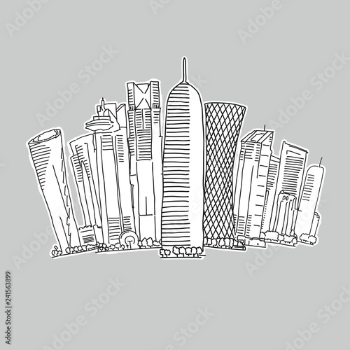 Doha Qatar skyline drawing