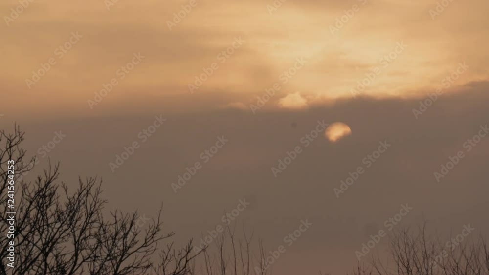 Winter evening landscape. Time lapse shot Winter evening landscape. Time lapse shot