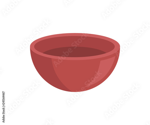 Empty Clay Bowl Isolated Vector Icon Cartoon Style