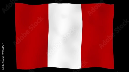 Flag of Peru, 60 fps, slow motion, lopped, alpha channel