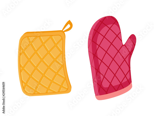 Potholder and Oven Mitt Set Vector Illustration