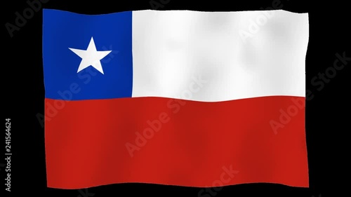 Flag of Chile, 60 fps, slow motion, lopped, alpha channel