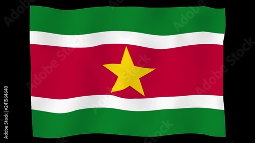 Flag of Suriname, 60 fps, slow motion, lopped, alpha channel