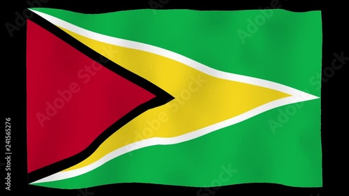 Flag of Guiana, 60 fps, slow motion, lopped, alpha channel