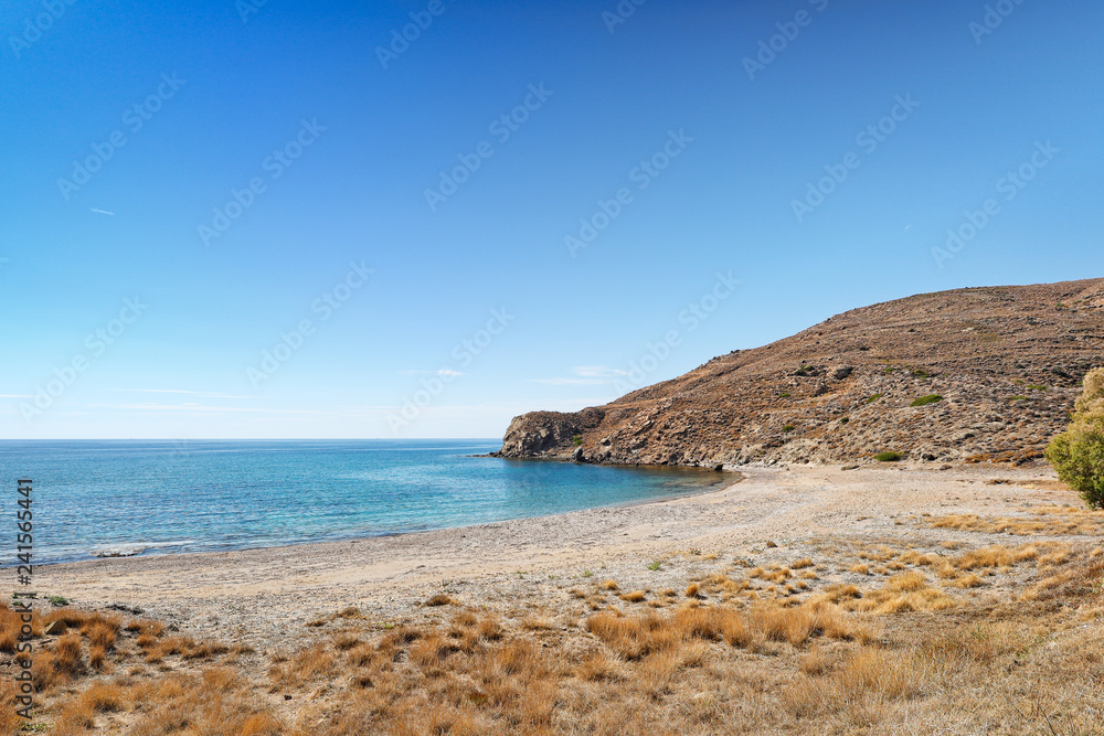 The beach Lampsa in Chios, Greece