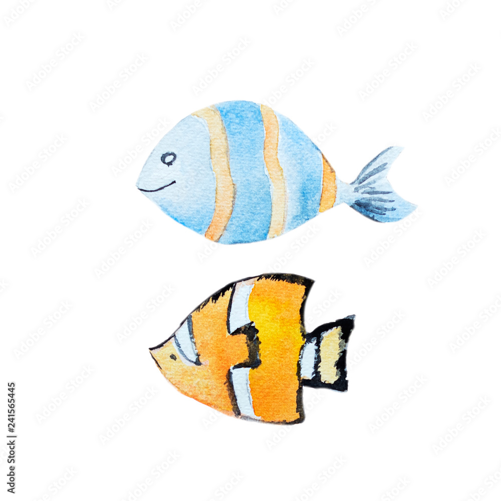 Fototapeta premium Watercolor hand drawn fish