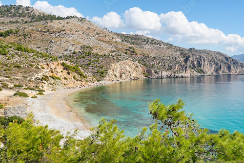 The beach Makria Ammos in Chios  Greece
