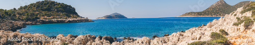 Panorama view of island in Ufakdere  Kas  Antalya  Mediterranean coast of Turkey