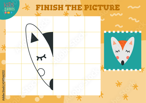 Copy and complete picture vector blank game, illustration