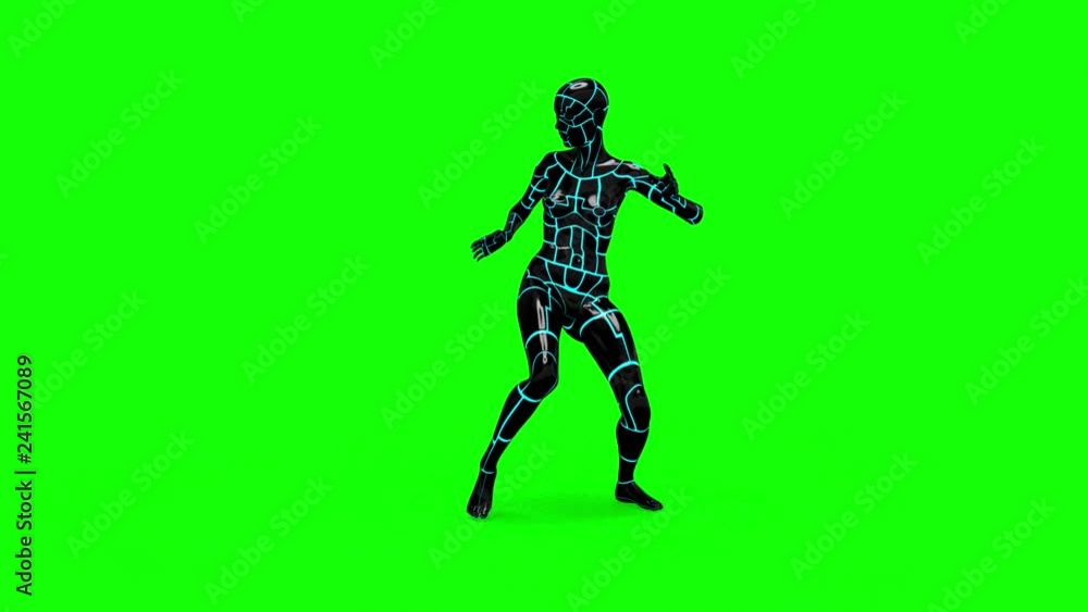 Looping animated 3D dancing robotic cyborg futuristc female doing a dance on a chroma key green screen background. Looping animated 3D dancing robotic cyborg futuristc female doing a dance on a chroma key green screen background.