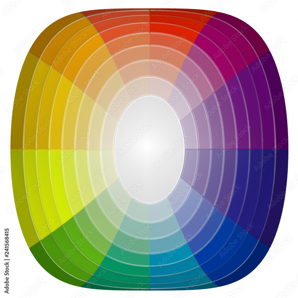 univers chromatique ovale, fond blanc