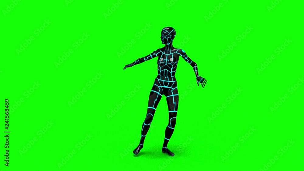 Looping animated 3D dancing robotic cyborg futuristc female doing a dance on a chroma key green screen background. Looping animated 3D dancing robotic cyborg futuristc female doing a dance on a chroma key green screen background.