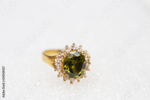 Beautiful gold ring with green gemstone