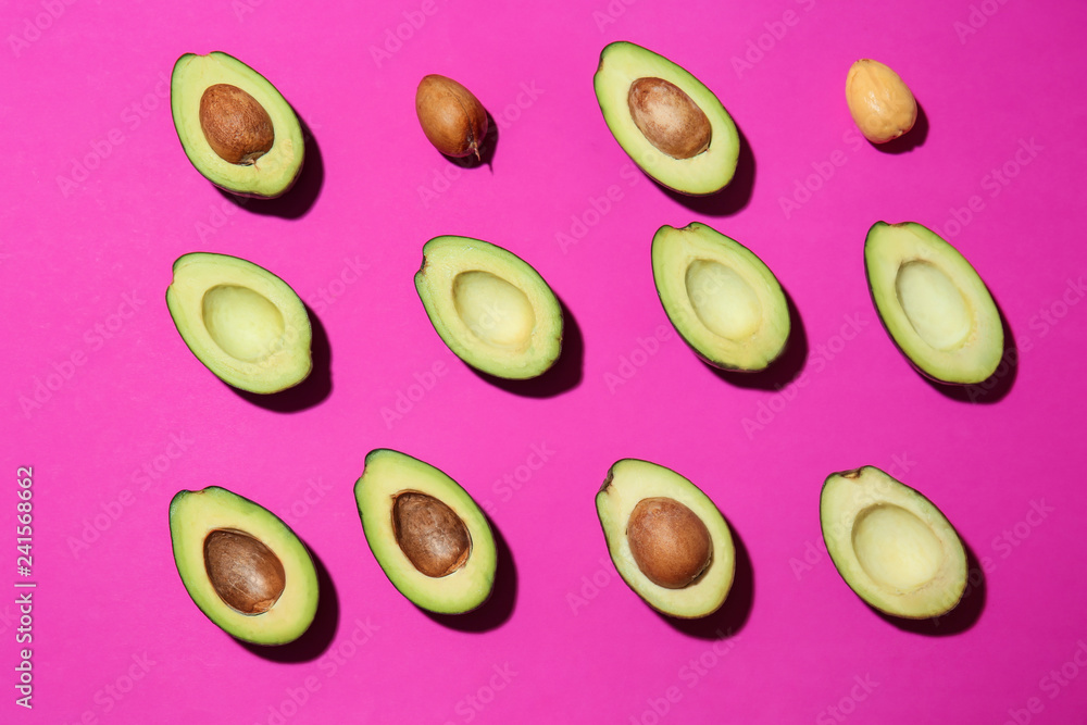 Plenty of fresh avocados on color background Plenty of fresh avocados on color background