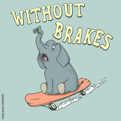 elephant skateboarder rides on skateboard