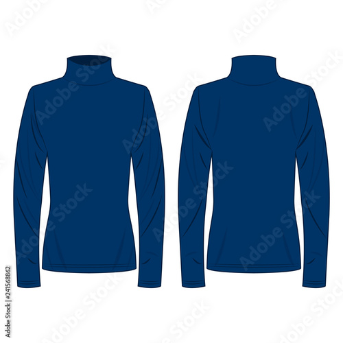 Blue polo neck isolated vector on the white background