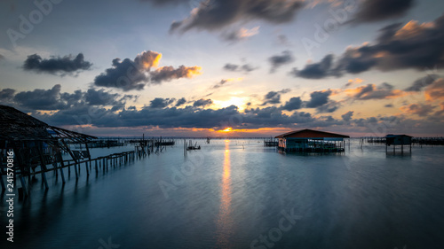 Sunset on the sea with beautiful clouds on blue sky at Yo island, Songkhla, Thailand. © kaipungyai