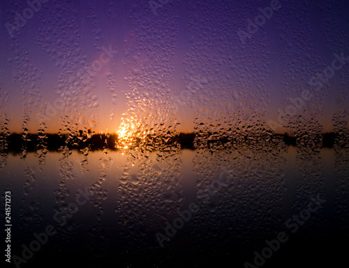 Sunrise , river, frost, wet