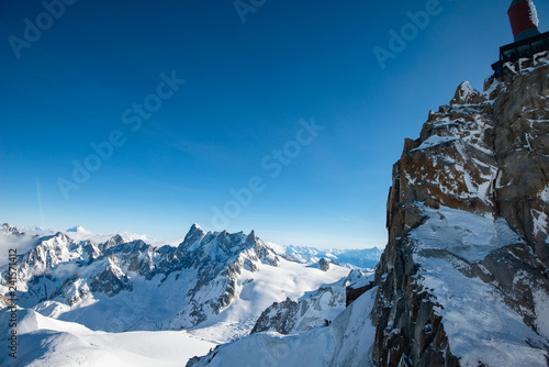 beautiful panoramic scenery view of europe alps landscape from the aiguille du midi chamonix france