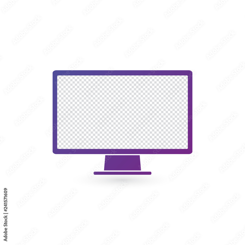 Monitor PC, Icon computer screen flat style on white background, stylish vector illustration for web design. Monitor PC, Icon computer screen flat style on white background, stylish vector illustration for web design.