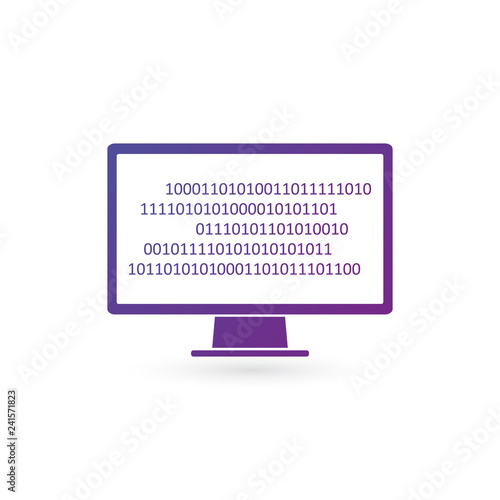 Binary code on computer mon...